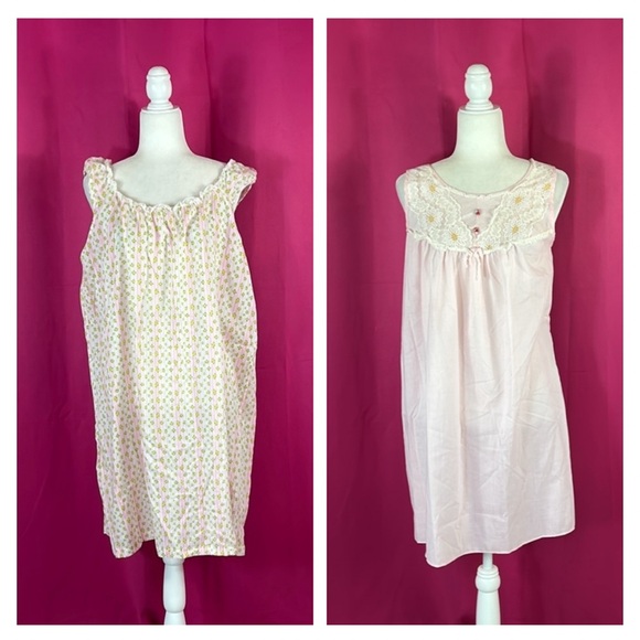 Vintage Other - Vintage bundle of 2 pink Katz shift style nightgowns, med